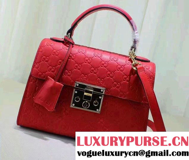 Gucci Padlock Signature Top Handle Small Bag 453188 Red 2016