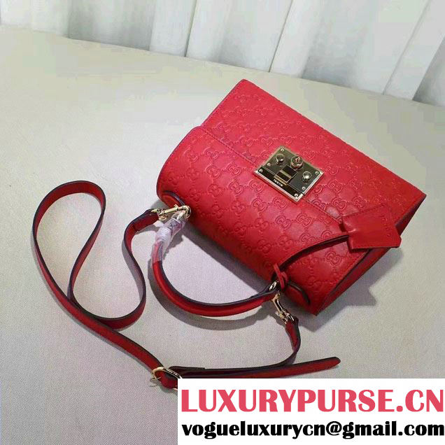 Gucci Padlock Signature Top Handle Small Bag 453188 Red 2016