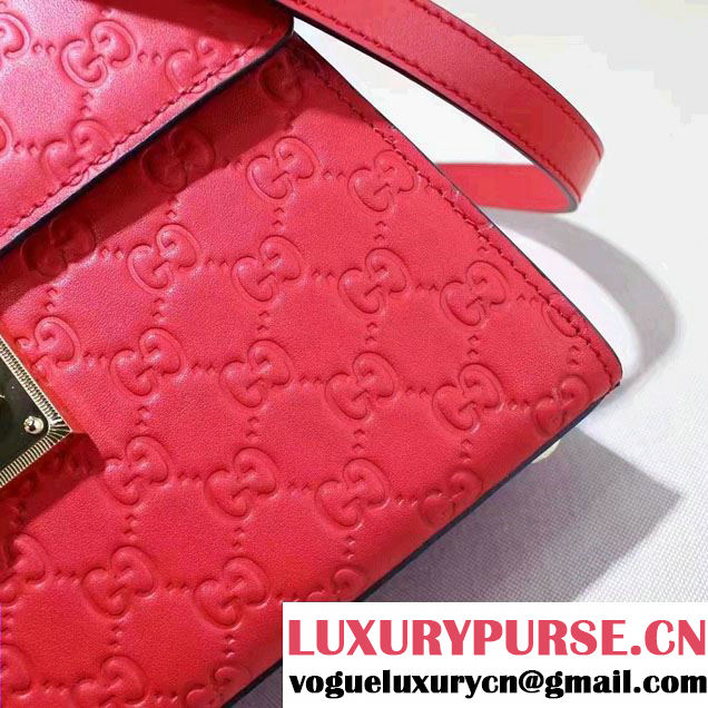 Gucci Padlock Signature Top Handle Small Bag 453188 Red 2016