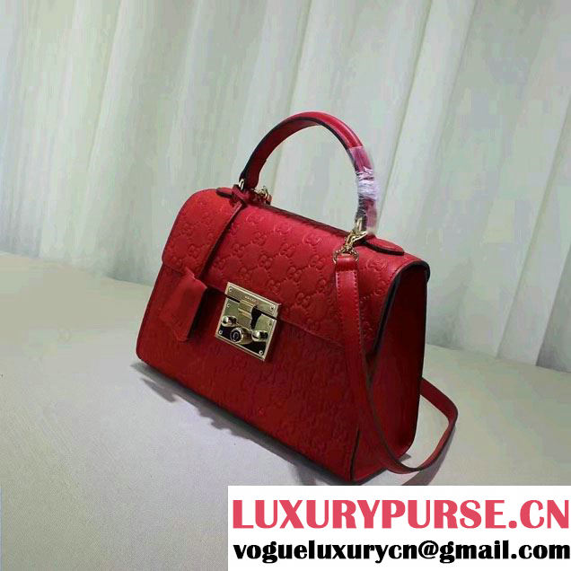 Gucci Padlock Signature Top Handle Small Bag 453188 Red 2016