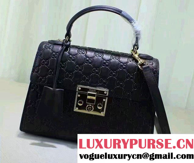 Gucci Padlock Signature Top Handle Small Bag 453188 Black 2016