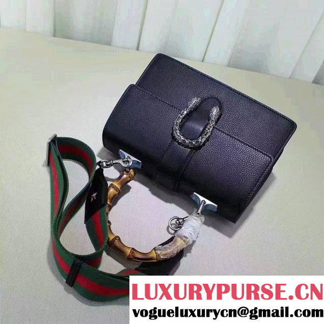 Gucci Dionysus Textured Leather Top Handle Medium Bag 448075 Black 2016