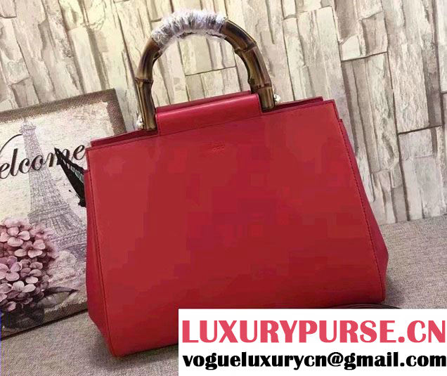 Gucci Nymphea Leather Top Handle Medium Bag 453766 Red 2016