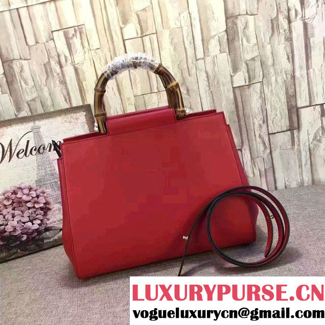Gucci Nymphea Leather Top Handle Medium Bag 453766 Red 2016