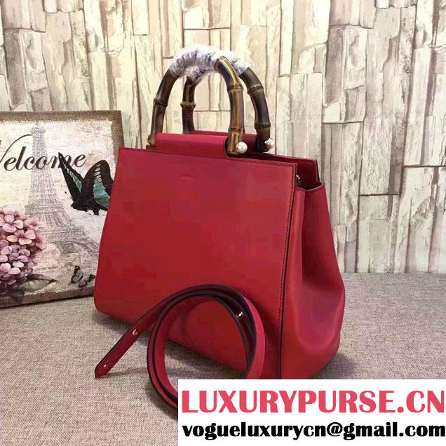Gucci Nymphea Leather Top Handle Medium Bag 453766 Red 2016