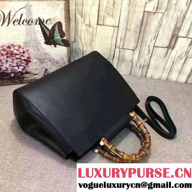 Gucci Nymphea Leather Top Handle Medium Bag 453766 Black 2016