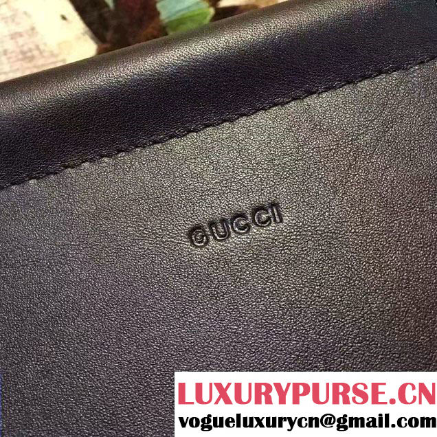 Gucci Nymphea Leather Top Handle Medium Bag 453766 Black 2016