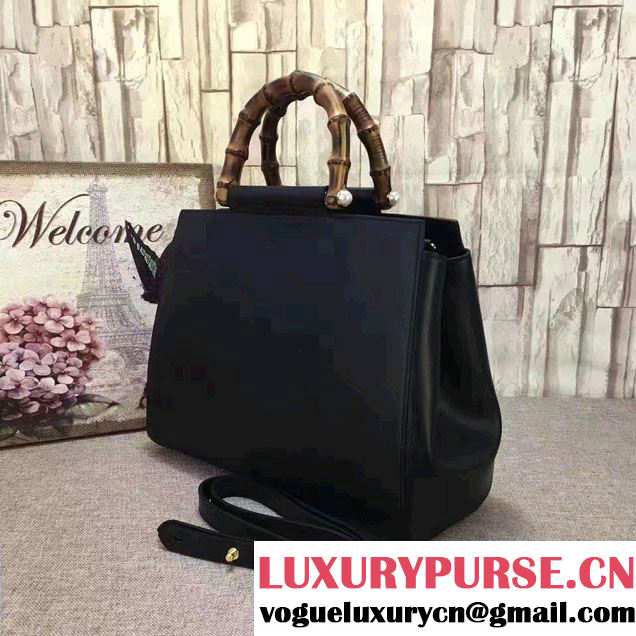 Gucci Nymphea Leather Top Handle Medium Bag 453766 Black 2016