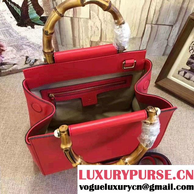 Gucci Nymphea Leather Top Handle Small Bag 453767 Red 2016