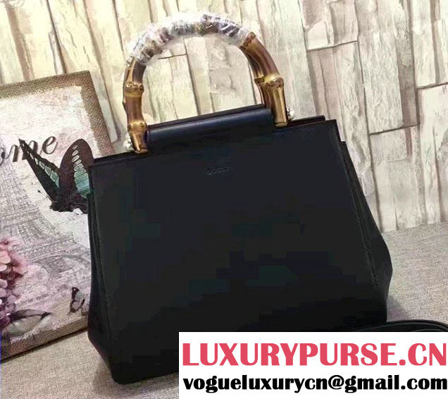 Gucci Nymphea Leather Top Handle Small Bag 453767 Black 2016