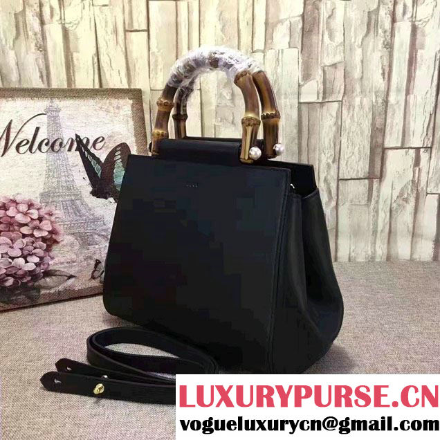 Gucci Nymphea Leather Top Handle Small Bag 453767 Black 2016