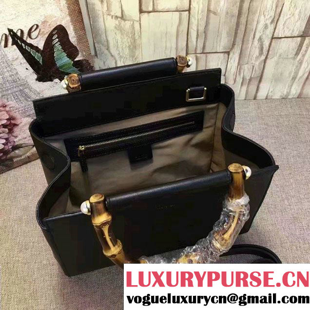 Gucci Nymphea Leather Top Handle Small Bag 453767 Black 2016