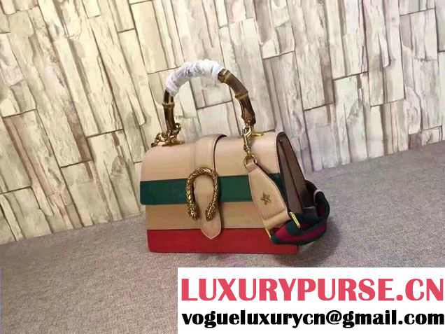 Gucci Dionysus Leather Top Handle Medium Bag 448075 Black/Green/Red 2016