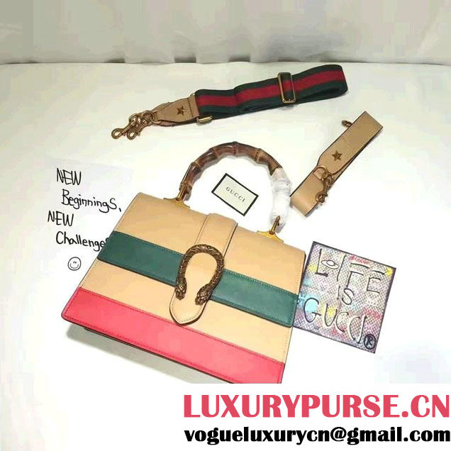 Gucci Dionysus Leather Top Handle Large Bag 421999 White/Green 2016