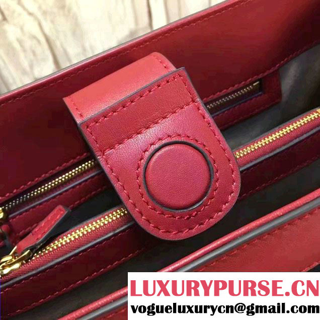 Gucci Web Chain And Buckle Sylvie Leather Top Handle Large Bag 453790 Red 2017