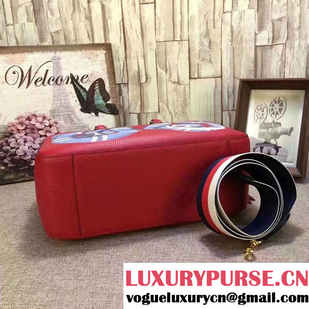 Gucci Snake Print Leather Top Handle Large Bag 453564 Red 2017