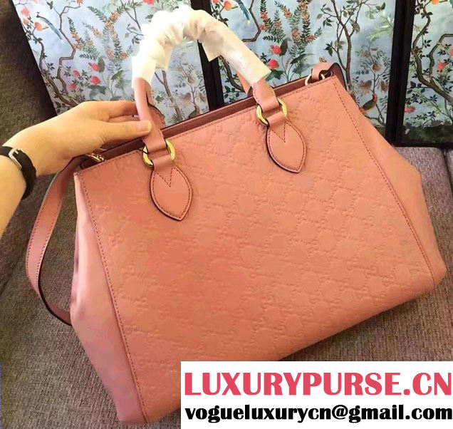 Gucci Soft Signature Top Handle Large Bag 453704 Pink 2017