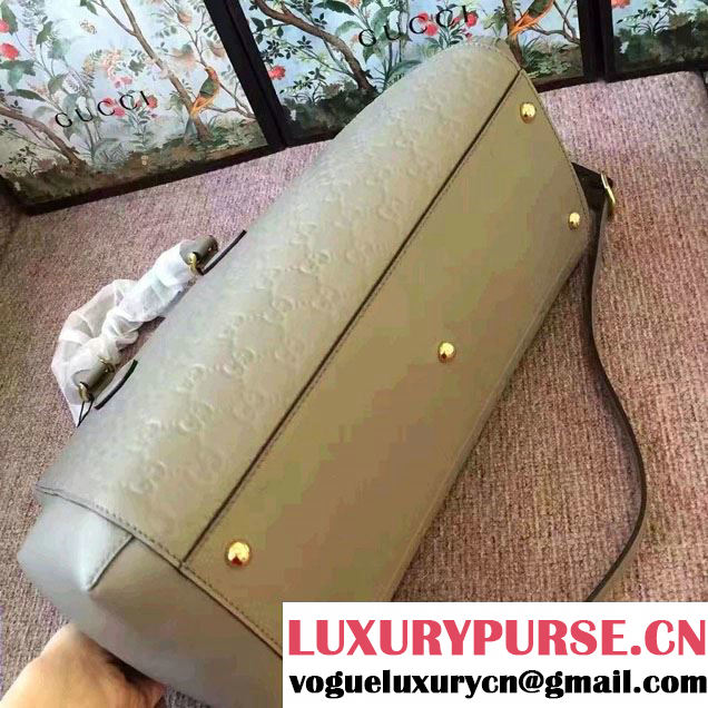 Gucci Soft Signature Top Handle Large Bag 453704 Gray 2017