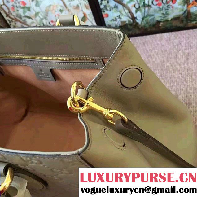 Gucci Soft Signature Top Handle Large Bag 453704 Gray 2017
