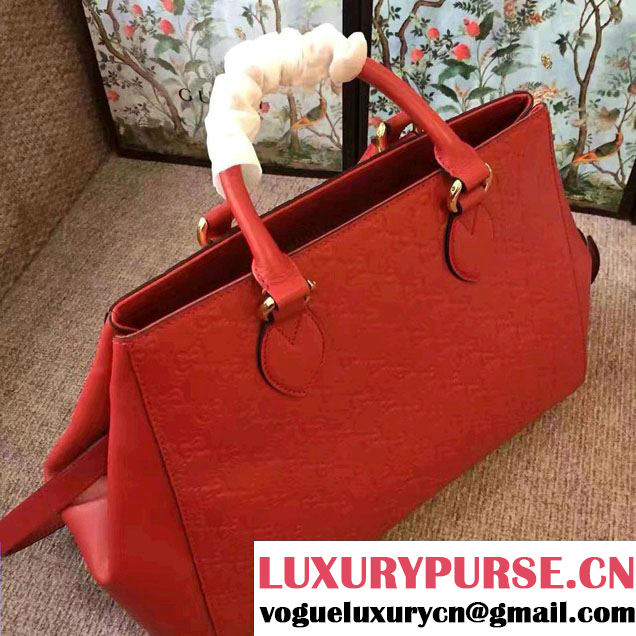 Gucci Soft Signature Top Handle Large Bag 453704 Red 2017