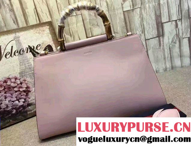 Gucci Nymphea Leather Top Handle Medium Bag 453764 Light Pink/White 2017