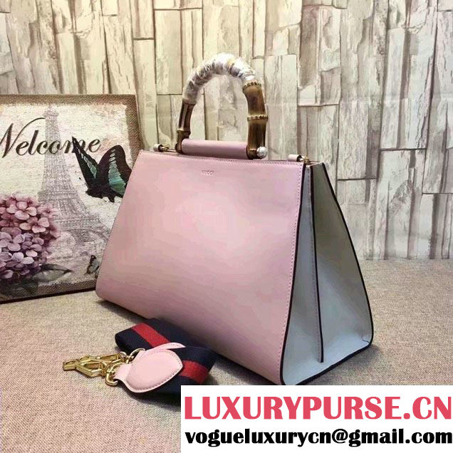 Gucci Nymphea Leather Top Handle Medium Bag 453764 Light Pink/White 2017