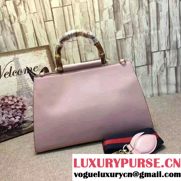 Gucci Nymphea Leather Top Handle Medium Bag 453764 Light Pink/White 2017