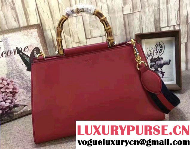 Gucci Nymphea Leather Top Handle Medium Bag 453764 Red 2017