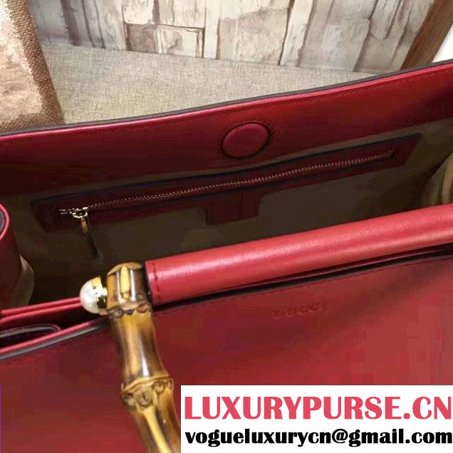 Gucci Nymphea Leather Top Handle Medium Bag 453764 Red 2017