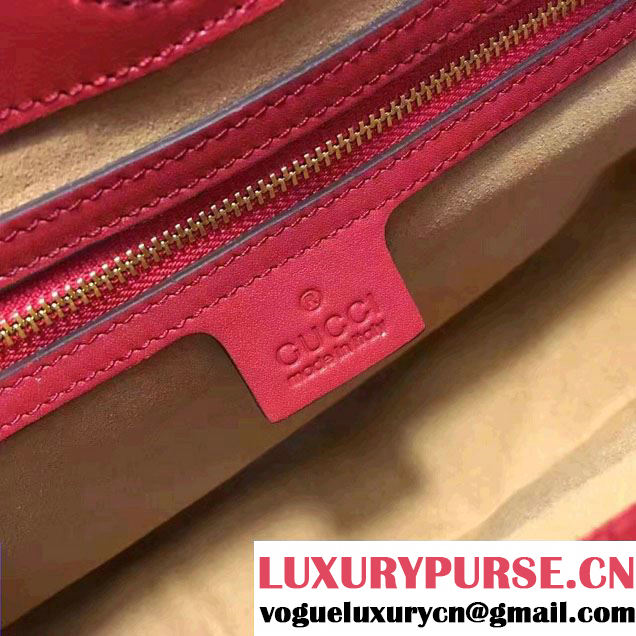 Gucci Nymphea Leather Top Handle Medium Bag 453764 Red 2017