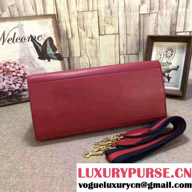 Gucci Nymphea Leather Top Handle Medium Bag 453764 Red 2017