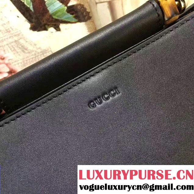 Gucci Nymphea Leather Top Handle Medium Bag 453764 Black/Red 2017