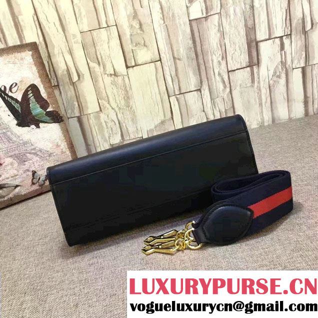 Gucci Nymphea Leather Top Handle Small Bag 459076 Black/Red 2017