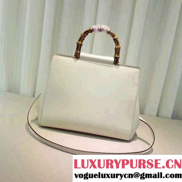 Gucci Nymphaea Leather Embroidered Tiger Top Handle Medium Bag 453766 White 2017