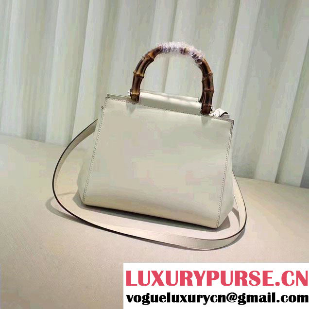 Gucci Nymphaea Leather Embroidered Tiger Top Handle Small Bag 453767 White 2017