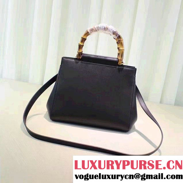 Gucci Nymphaea Leather Embroidered Tiger Top Handle Small Bag 453767 Black 2017