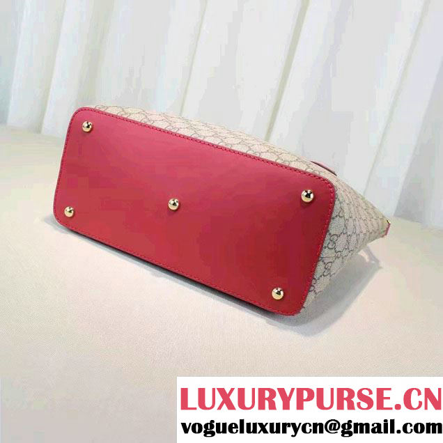Gucci GG Supreme Small Top Handle Tote Bag 429147 Red/Fuchsia