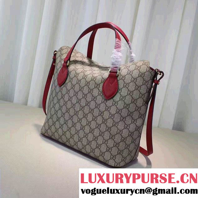 Gucci GG Supreme Small Top Handle Tote Bag 429147 Red/Fuchsia