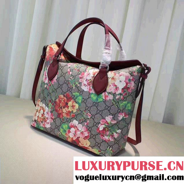 Gucci GG Supreme Small Top Handle Tote Bag 429147 Blooms Red