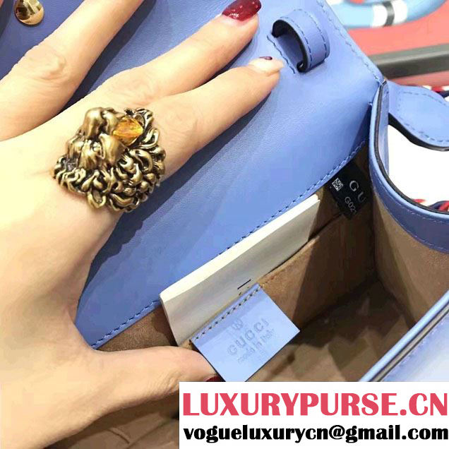 Gucci Sylvie Leather Top Handle Shoulder Mini Bag 470270 Light Blue 2017