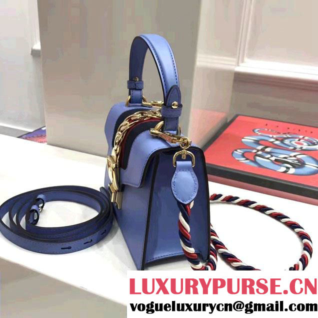 Gucci Sylvie Leather Top Handle Shoulder Mini Bag 470270 Light Blue 2017