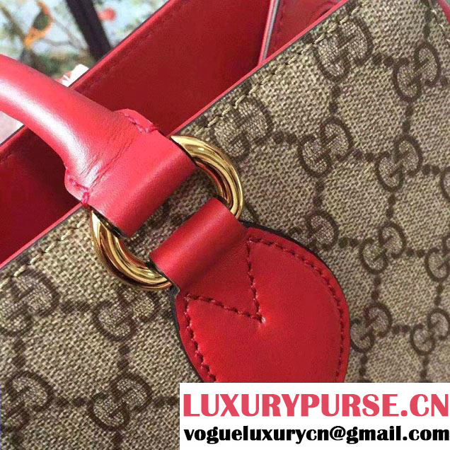 Gucci GG Supreme Top Handle Large Bag 453704 Embroidered Heart Snake Flower 2017