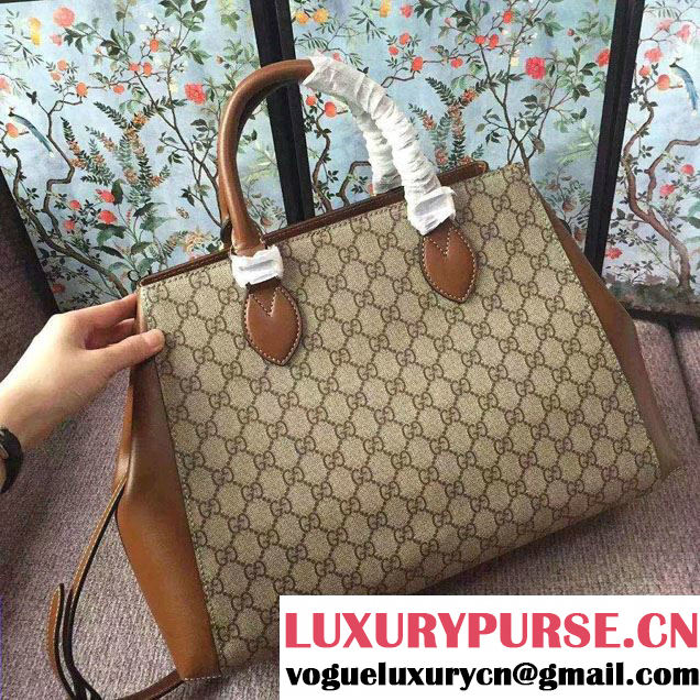 Gucci GG Supreme Top Handle Large Bag 453704 Embroidered Bee Flower 2017