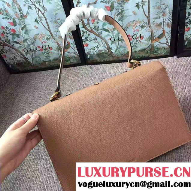 Gucci Grosgrain Bow Ray Leather Top Handle Bag 466417/451987 Apricot 2017