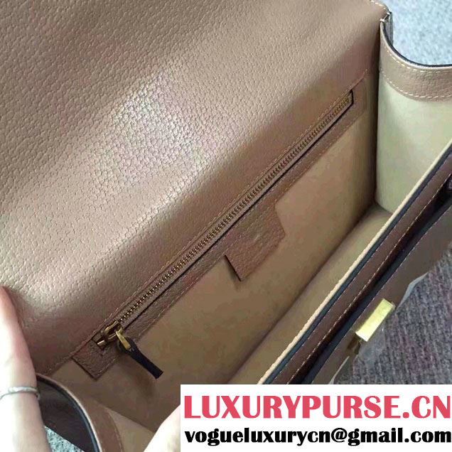 Gucci Grosgrain Bow Ray Leather Top Handle Bag 466417/451987 Apricot 2017