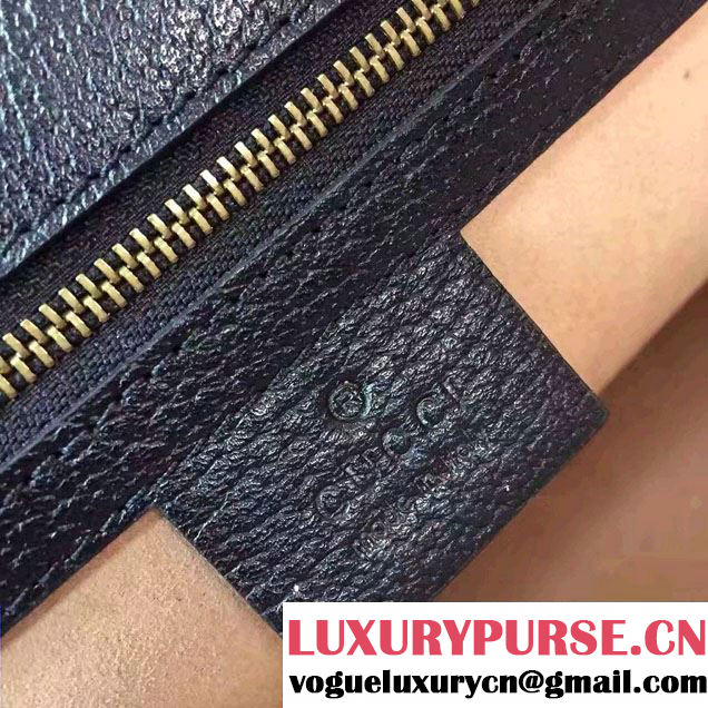 Gucci Grosgrain Bow Ray Leather Top Handle Bag 466417/451987 Black 2017