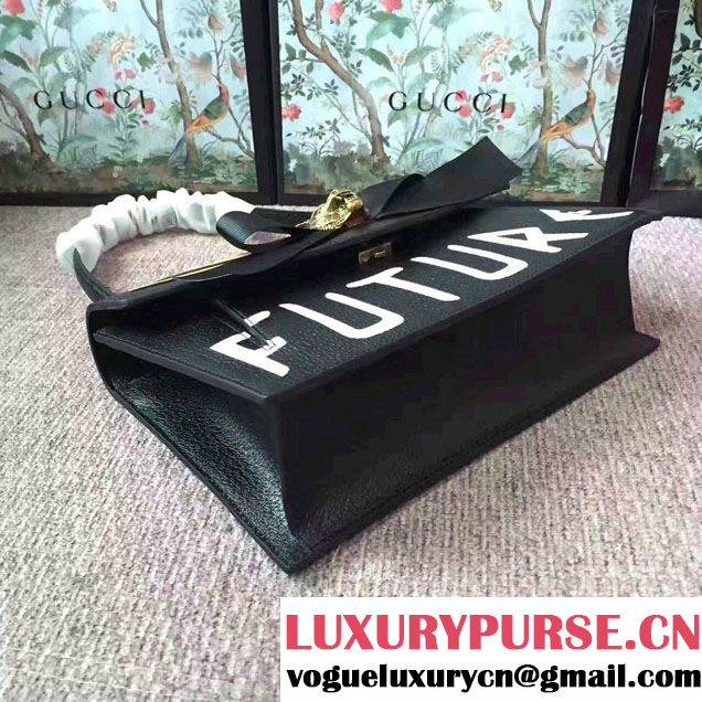 Gucci Grosgrain Bow Ray Leather Top Handle Bag 466417/451987 Black 2017