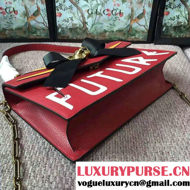 Gucci Grosgrain Bow Ray Leather Top Handle Bag 466417/451987 Red 2017