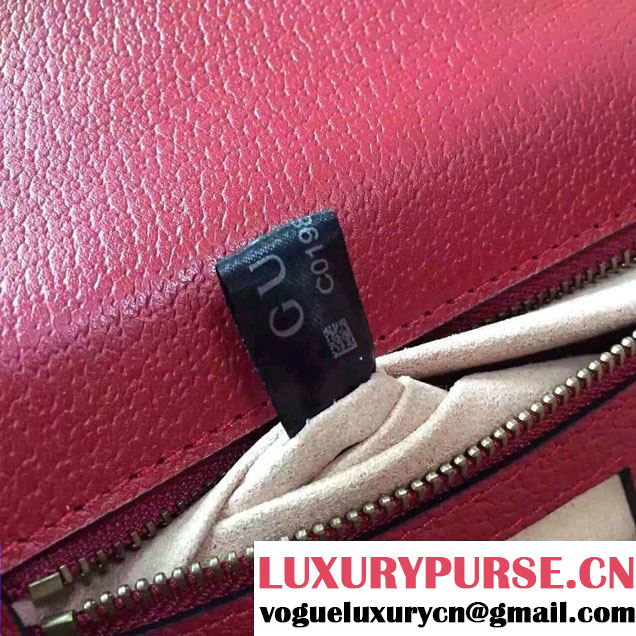 Gucci Grosgrain Bow Ray Leather Top Handle Bag 466417/451987 Red 2017