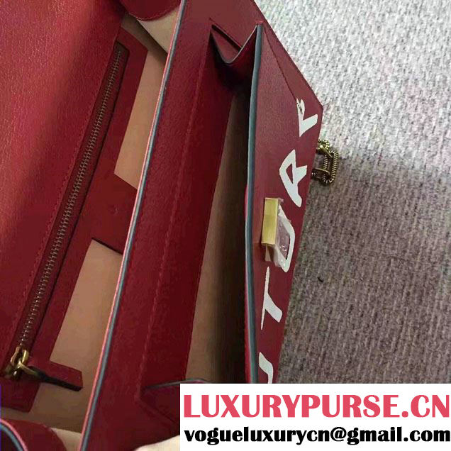 Gucci Grosgrain Bow Ray Leather Top Handle Bag 466417/451987 Red 2017